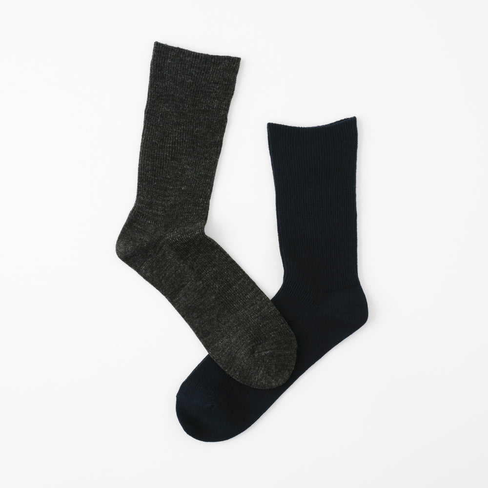 【足元らくらく】足の冷えないゴムなしリブクルーソックス 24-26cm