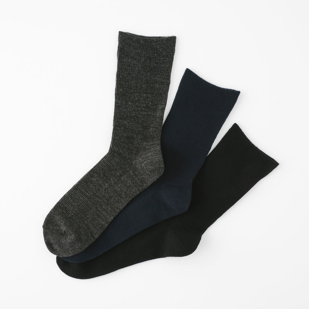 【足元らくらく】足の冷えないゴムなしリブクルーソックス 24-26cm